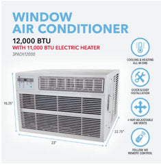 Perfect Aire 3PACH12000 12000/11600 BTU Window Air Conditioner with Electric Heater