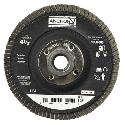 Anchor Brand 102-41345 Flap Disc 4-1/2 inches 29 Angled 7/8 AH60Z Replacement MPN