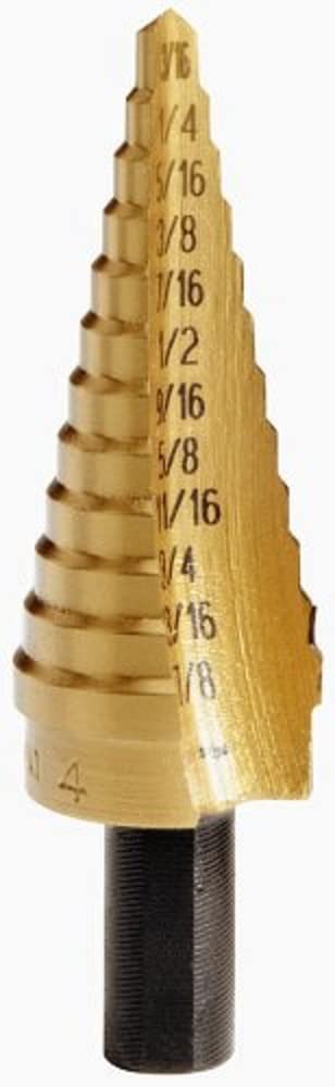 Irwin 15104 Step Drill Bit, Titanium Nitride Coated, 3/16 to 7/8, 3/8 Shank