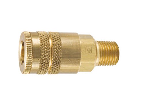 Parker B22E Series 20 Brass General Purpose Pneumatic Quick Coupler with Male Pipe Thread, Industrial Interchange, 1/4 Body Size, 3/8-18 NPTF Thread