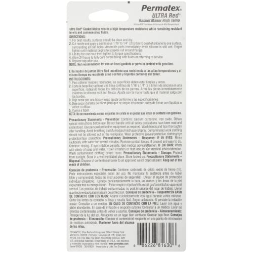 Permatex 81630 Ultra Red High Temperature Gasket Maker 3 oz