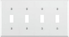 Leviton 88012 4-Gang Toggle Device Switch Wallplate Standard Size Thermoset Device Mount White