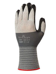 Showa 381L-08 Lightweight Breathable Oil Resistant Nitrile Coated Work Gloves Large Pack of 12 Gray