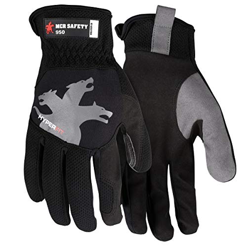 MCR Safety 950XL HyperFit Mechanics Work Gloves Synthetic Leather Palm Reflective Logo X-Large