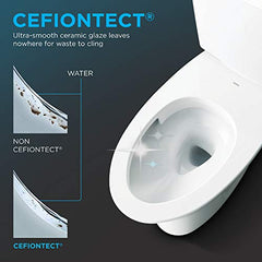 TOTO MW6443084CEFG#01 WASHLET+ Carolina II One-Piece Elongated 1.28 GPF Toilet and C5 Bidet Seat Cotton White