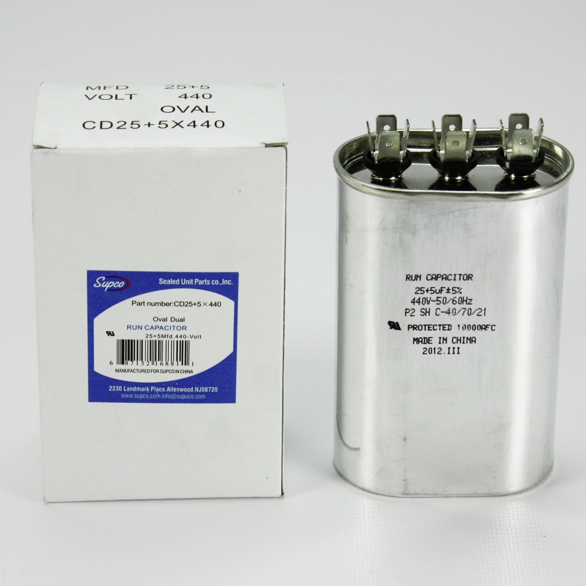 SUPCO Supco CD25+5X440 Oval Dual Run Capacitor 440V (25+5 MFD)
