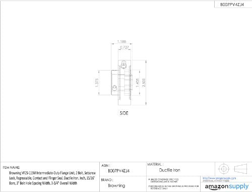 Browning VF2S-115M Intermediate-Duty Flange Unit, Regreasable, Contact and Flinger Seal, Ductile Iron, 15/16 inch Bore