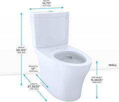 TOTO CST446CEMGN#01 Aquia IV Two-Piece Elongated Dual Flush 1.28 and 0.9 GPF Skirted Toilet with CEFIONTECT, Cotton White