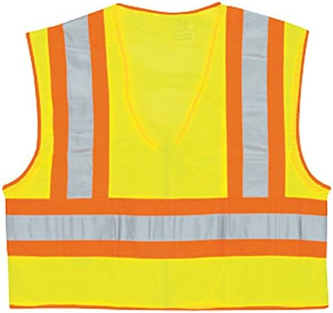 MCR Safety WCCL2LFRXL Class 2 Polyester Mesh Flame Resistant Safety Vest with 3M Scotchlite Orange/Silver Reflective Stripe Fluorescent Lime X-Large