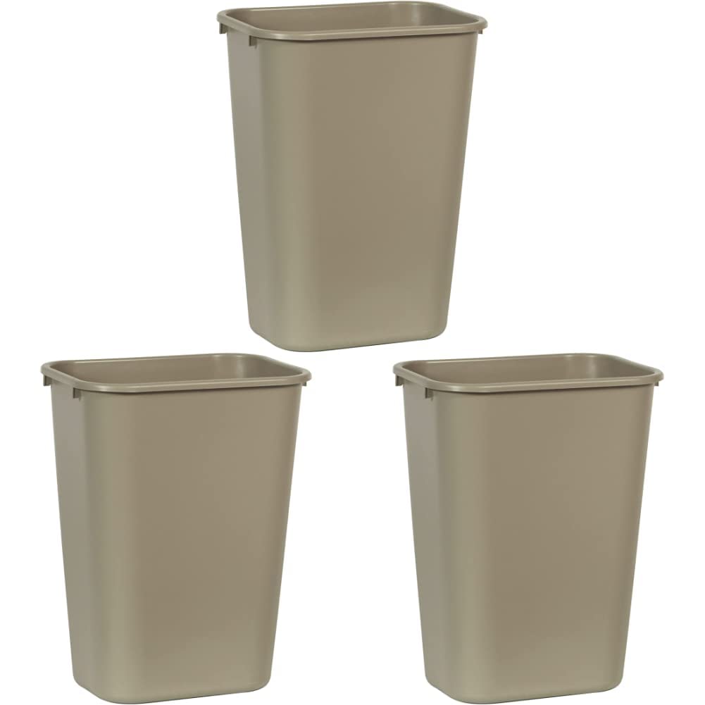 Rubbermaid FG295700BEIG Waste Basket Large Rectangular Trash Can 10 Gallon Replacement MPN