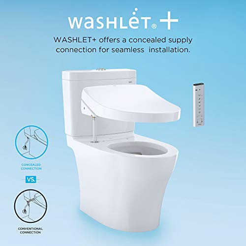 Toto MW4743056CUFGA#01 Washlet+ Vespin II 1G Two-Piece Elongated 1.0 GPF Toilet with Auto Flush Washlet S550e Contemporary Bidet Seat Cotton White