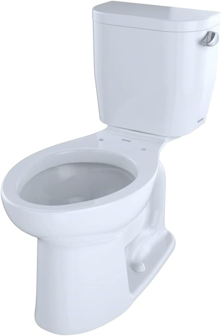 TOTO CST244EFR#01 Entrada Two-Piece Elongated 1.28 GPF Universal Height Toilet with Right-Hand Trip Lever Cotton White