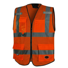 Pioneer V1024850U-XL Safety Vest Hi-Vis Reflective Mesh Neon Orange X-Large