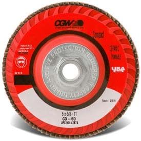 CGW Abrasives 42944 41/2X7/8 C3-60 Compact Flap Discs PB C3