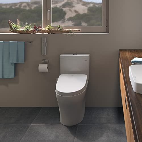 TOTO MW6463056CEMFGNA#01 Washlet+ Aquia IV One-Piece Elongated Dual Flush 1.28 and 0.9 GPF Toilet with Auto Flush S550e Bidet Seat Cotton White