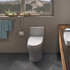 TOTO MW6463046CEMFGNA01 WASHLET+ Aquia IV One-Piece Elongated Dual Flush 1.28 and 0.9 GPF Toilet with Auto Flush S500e Bidet Seat