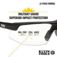 Klein Tools 60174 Safety Glasses Anti Fog Clear and Gray Lens Combo Pack