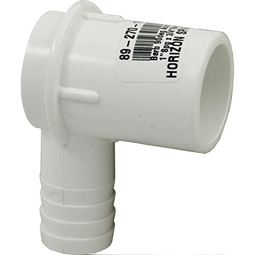 Waterway Plastics 411-3490 90 Degree Spigot to Ribbed Barb Elbow Adapter