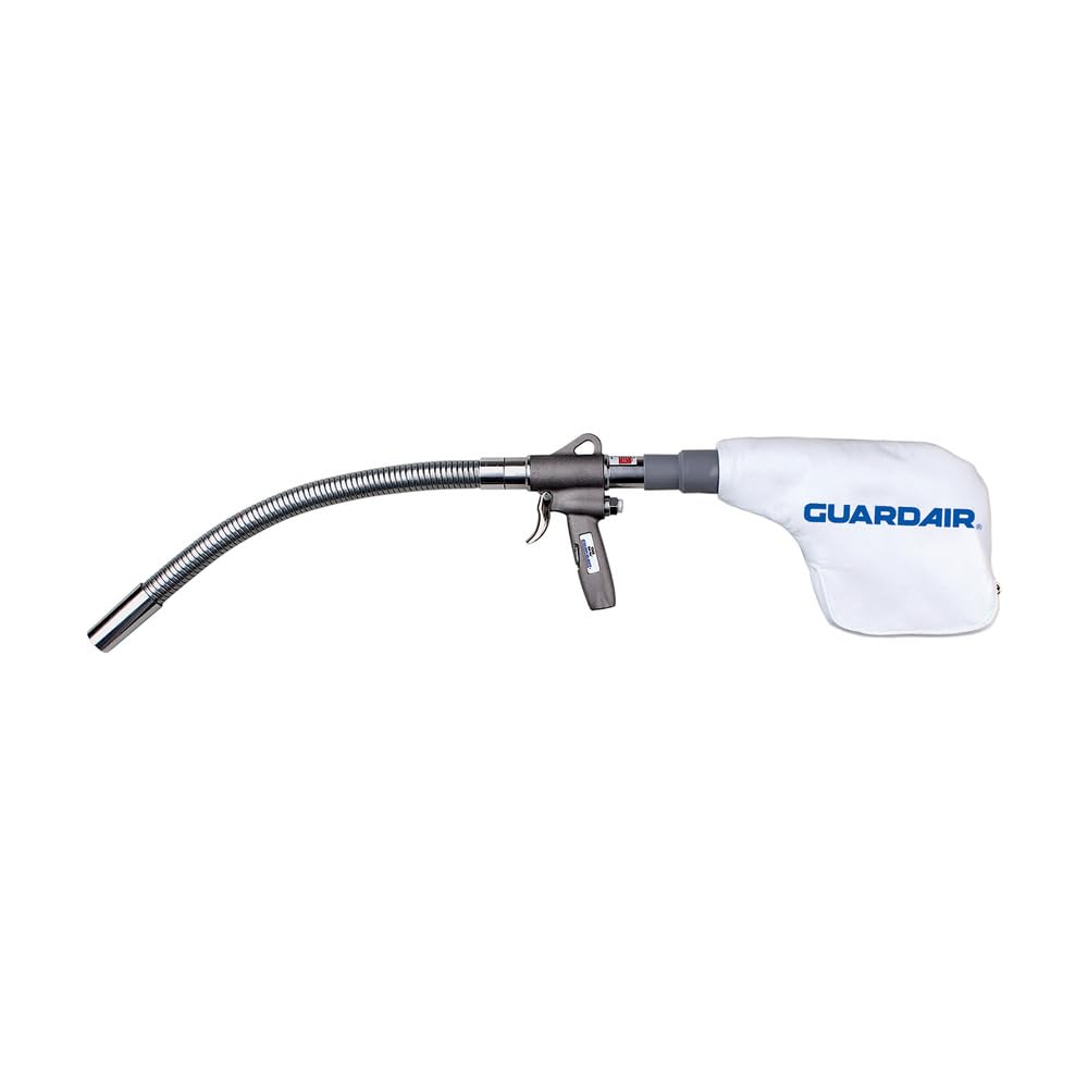 Guardair 1548 Flexible GunVac Pneumatic Hand Held Vacuum Cleaner Suction Kit with 18-Inch Flexible Metal Extension and High Filtration Collection Bag