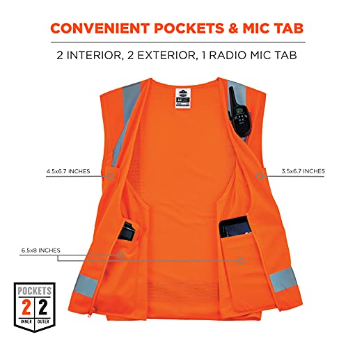 Ergodyne 24015 ANSI Economy Orange Surveyors Reflective Safety Vest Large/X-Large