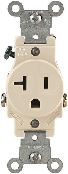 Leviton 5801-T Narrow Body Single Receptacle 20-Amp-125-Volt