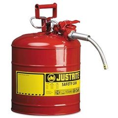 Justrite 7250220 Type II AccuFlow Safety Can Diesel 5 Gallon Yellow with 5/8 x 9 Flexible Metal Hose