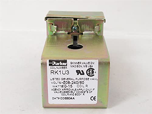 Parker RK1U3 Solenoid Valve 208/240V 10W with Junction Box 6 Inch Leads