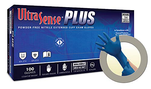 Microflex USE-880-L Ultrasense EC Nitrile Gloves - Disposable, Extended Cuff, Size Large (Pack of 100)