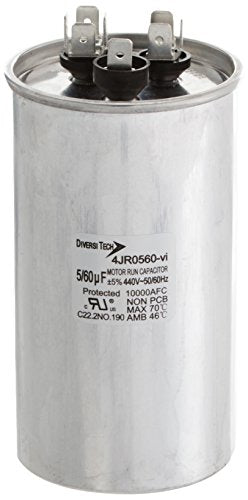 Diversitech 4JR0560 Motor Run Capacitor 60+5 MFD 440V Silver Round