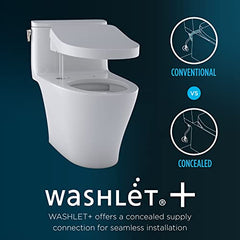 Toto MW4743056CEFGA#01 Washlet+ Vespin II Two-Piece Elongated 1.28 GPF Toilet with Auto Flush Washlet+ S550e Contemporary Bidet Seat, Cotton White