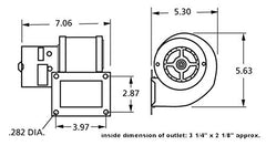 Fasco A166 Centrifugal Blower with Sleeve Bearing, 3,200 rpm, 115V, 50/60Hz, 1.4 amps