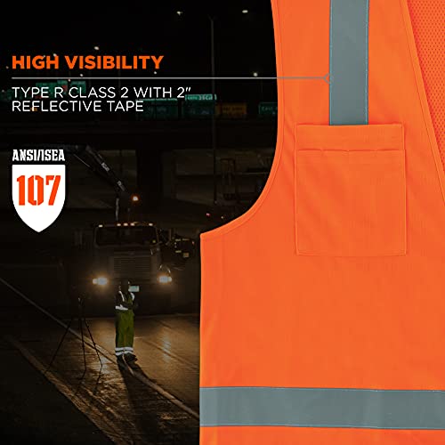 Ergodyne 24015 ANSI Economy Orange Surveyors Reflective Safety Vest Large/X-Large