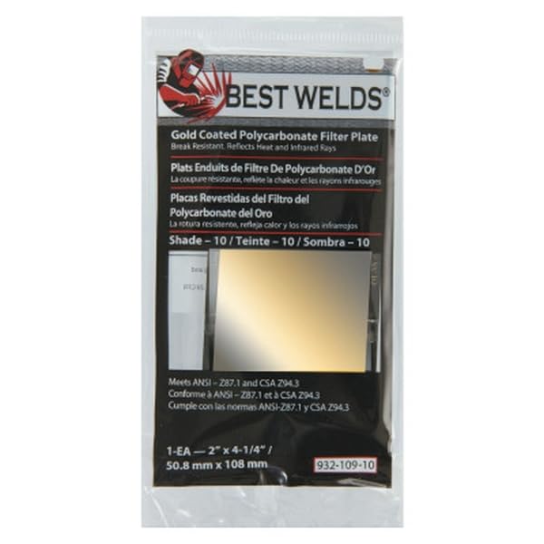 Best Welds 901-932-109-10 Gold Coated Filter Plate Gold 10 2 x 4.25 Polycarbonate