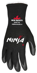 MCR Safety N9674L Ninja X Work Gloves Large Bi-Polymer Coated Palm Fingertips