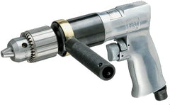 Ingersoll Rand 7803RA 1/2 inch Reversible Pneumatic Air Drill, Heavy Duty, 400 RPM, Variable Speed Throttle, 0.5 HP Motor, Quick Reverse Lever