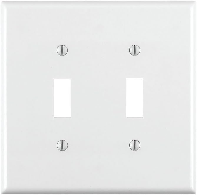 Leviton 80709-W 2-Gang Toggle Device Switch Wallplate Standard Size Replacement MPN