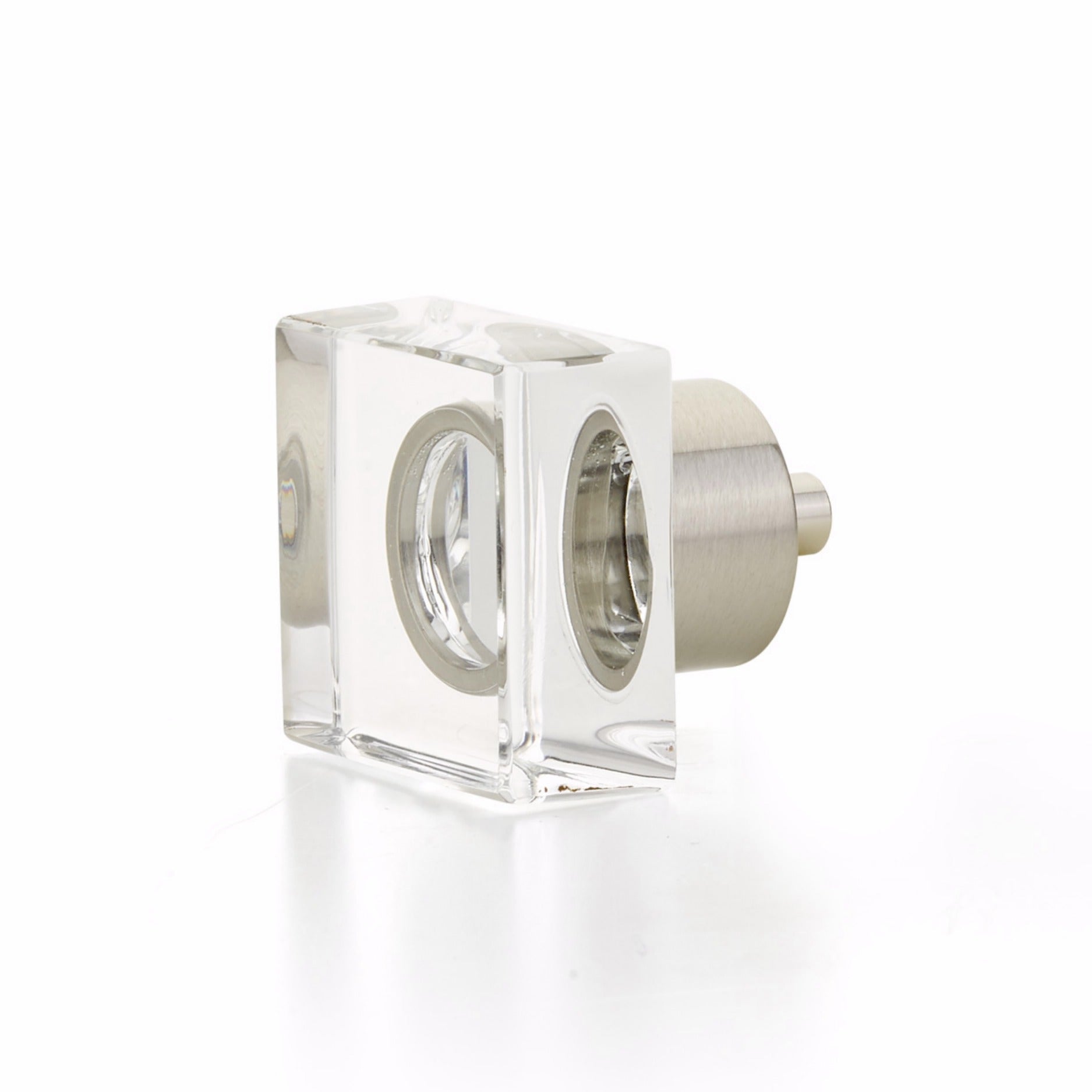 SCHAUB Schaub 57-15 Square Glass Cabinet Knob Satin Nickel