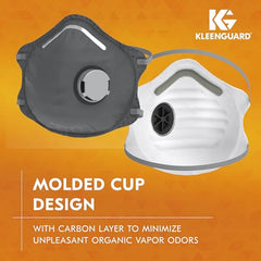 Kleenguard 54630 3300 Series OV N95 Particulate Respirator RA3316V Molded Cup Style Exhalation Valve Gray 10 Respirators/Box