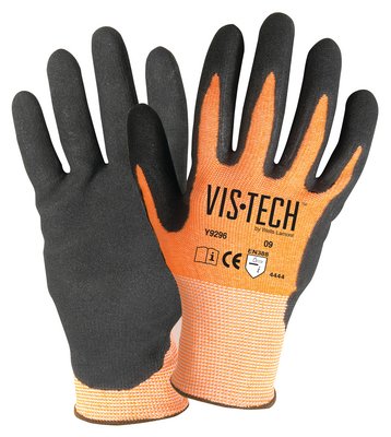 Wells Lamont Y9296M Vis-Tech Hi-Vis Cut-Resistant Nitrile Coating Medium