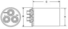 Rheem 43-101665-34 Capacitor 45/3/370 Dual Round