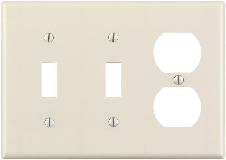 Leviton 78021 Combination Wallplate Standard Size Traditional 3 Gang Light Almond