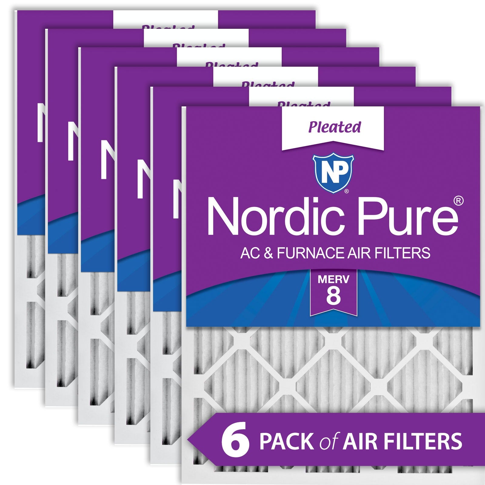NORDIC PURE Nordic Pure 10x25x1CustomM8-6 Merv 8 Furnace Filter 6 Pack