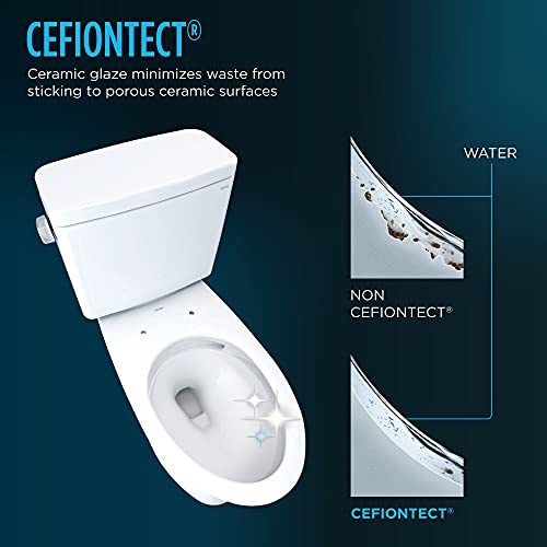 Toto MW7863084CEG#01 Drake Transitional Washlet+ Two-Piece Elongated 1.28 GPF Tornado Flush Toilet with C5 Bidet Seat, Cotton White