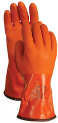 Showa 460L-09 Size 9 Orange Atlas 12 inches Seamless Yellow Acrylic Lined Double-Dipped PVC Fully Coated Gloves