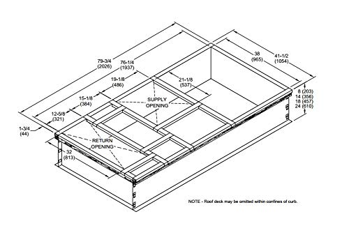 Allied Commercial C1CURB71A-1 Downflow Hybrid Roof Curb 14 Inch H