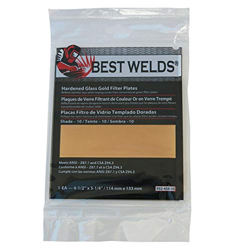 Best Welds 901-932-458-10 Hardened Glass Gold Filter Plate Gold/10 (92 Pack)