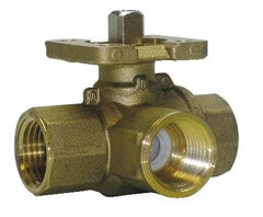 Johnson Controls VG1841ER Plated Brass NPT Threaded End Connection Three-Way Ball Valves 29.2 Cv Port 1-1/2 Size