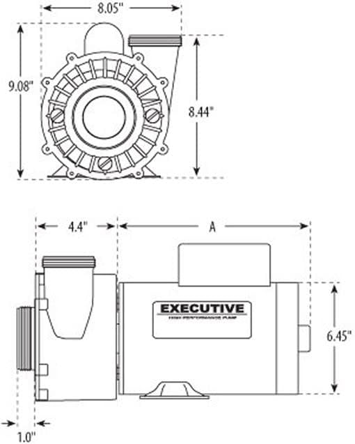 Waterway Plastics 3721621-1D 4 hp 230V 2-Speed Waterway Spa Pump Side Discharge 2x2 56 Frame Executive