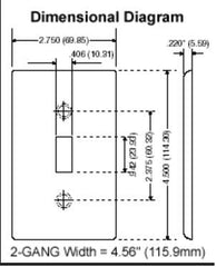 Leviton 78016 2-Gang Duplex Device Receptacle Wallplate Standard Size