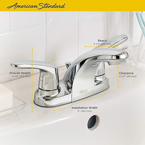 American Standard 7075200.002 Colony Pro Two Handle Centerset Bathroom Sink Faucet Polished Chrome